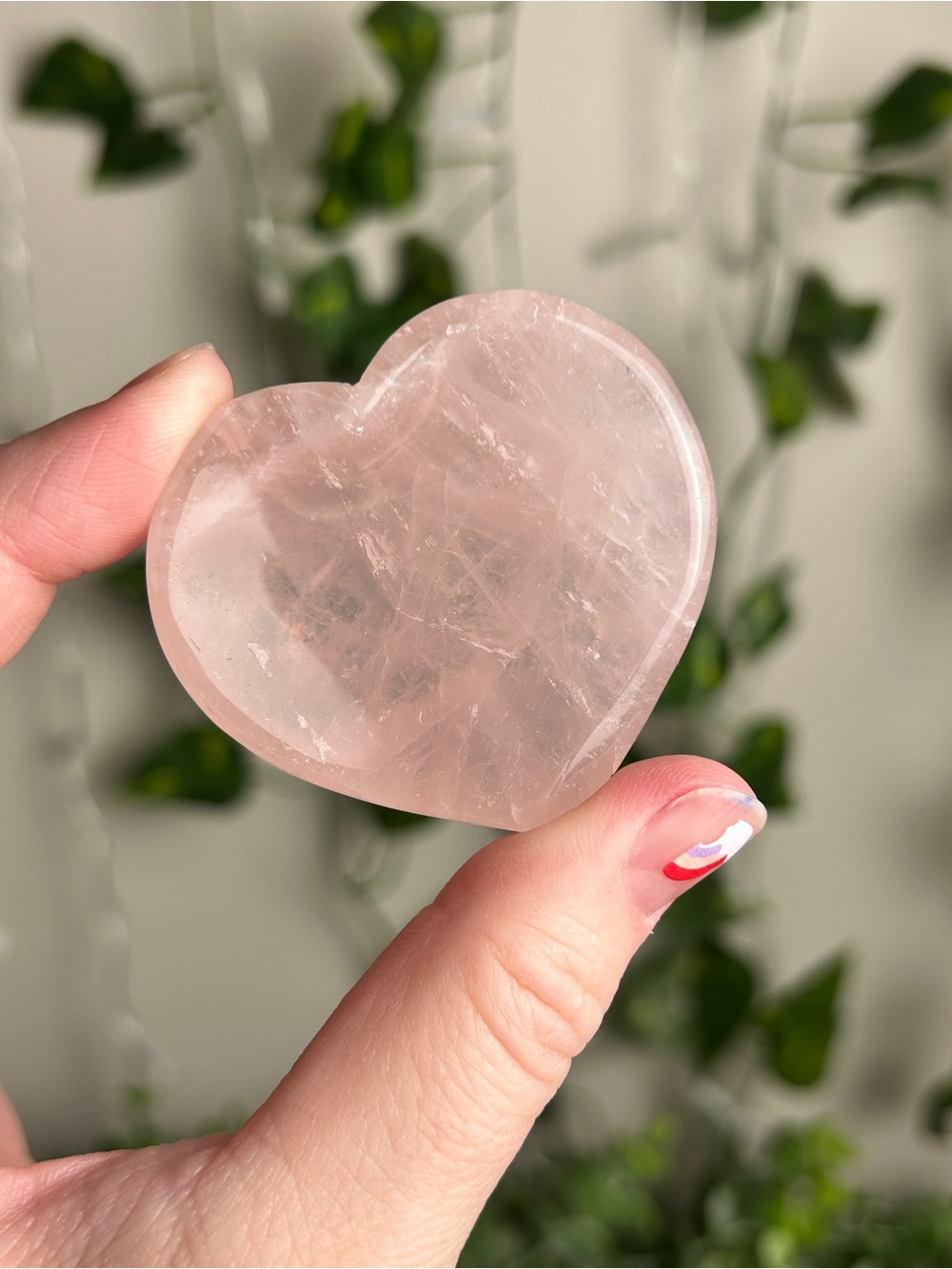 Heart-Shaped Rose Quartz Jewelry Trinket Dish P